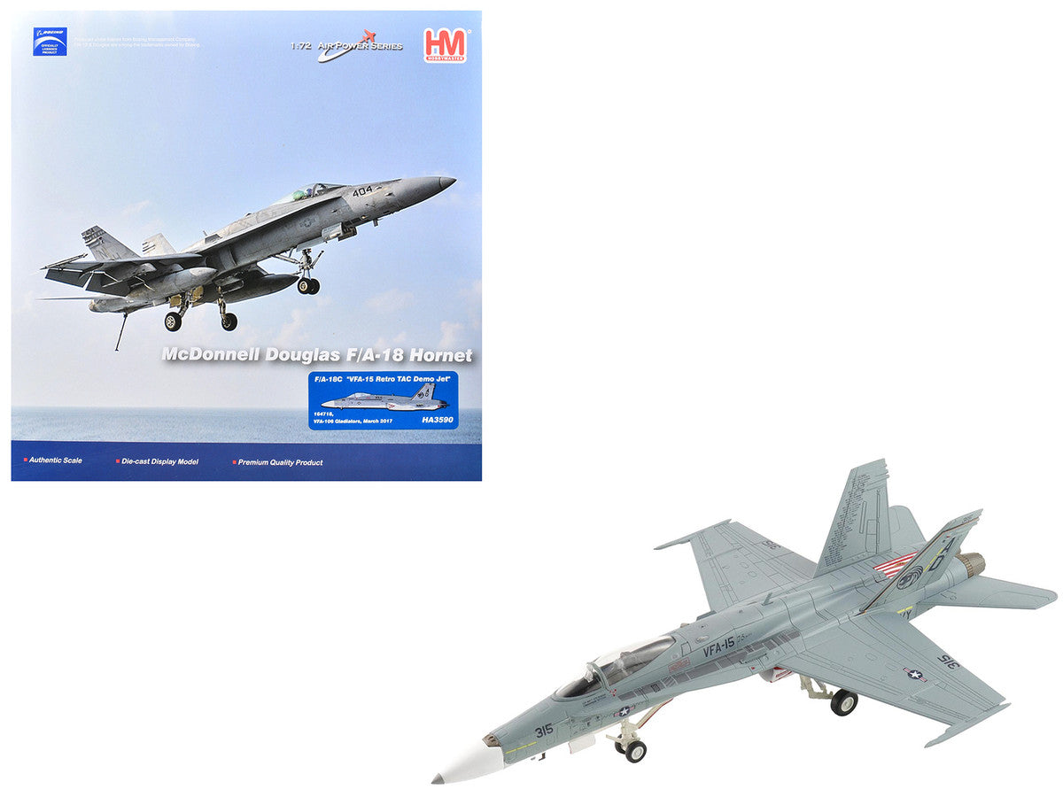 McDonnell Douglas F/A-18C Hornet Aircraft "VFA-15 Retro TAC Demo Jet VFA-106 Gladiators" (2017) United States Navy "Air Power Series" 1/72 Diecast Model by Hobby Master by Hobby Master