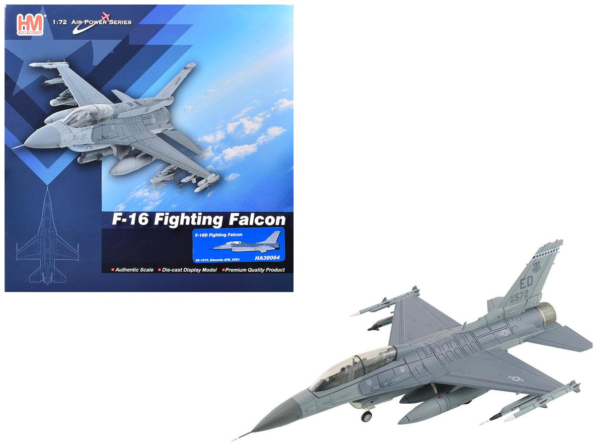 Lockheed F-16D Fighting Falcon Fighter Aircraft "85-1572 Edwards Air Force Base" (2024) United States Air Force "Air Power Series" 1/72 Diecast Model by Hobby Master by Hobby Master