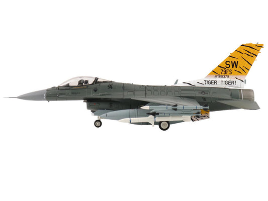 Lockheed F-16CM Fighting Falcon Fighter Aircraft "91-0379 Tiger Tiger 1 79th Fighter Squadron Shaw Air Force Base" (2023) United States Air Force "Air Power Series" 1/72 Diecast Model by Hobby Master by Hobby Master
