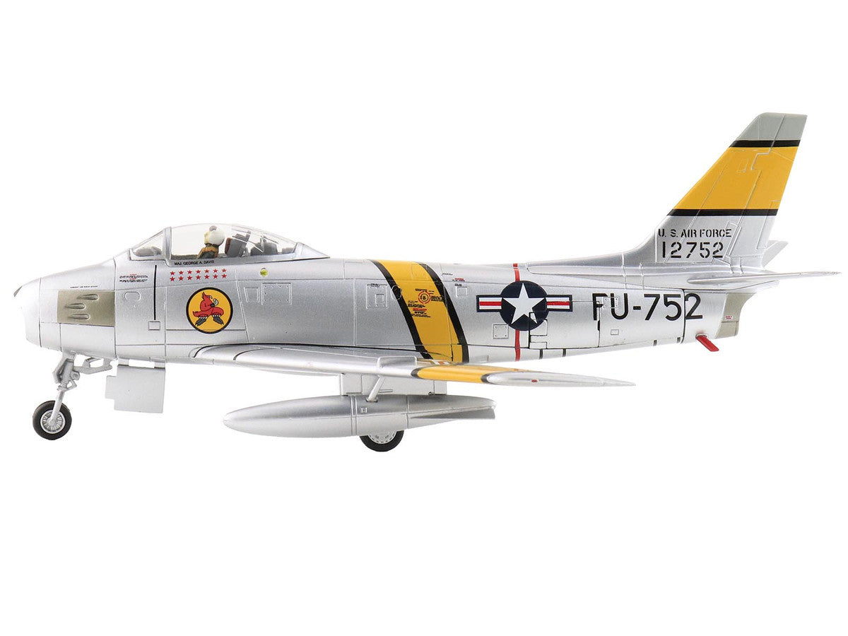 North American F-86E Sabre Fighter Aircraft "51-2752 Colonel George Andrew Davis Jr. 4th FIG 334th FIS" (1952) United States Air Force "Air Power Series" 1/72 Diecast Model by Hobby Master by Hobby Master