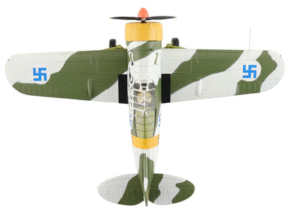 Brewster F2A Model 239 "Buffalo" Fighter Aircraft "BW364 LeLv 24 flown by Warrant Officer Ilmari Juutilainen" (1942) Finnish Air Force "Air Power Series" 1/48 Diecast Model by Hobby Master by Hobby Master