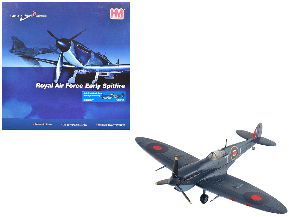 Supermarine Spitfire Mk.Vb Trop Fighter Aircraft "EP706 George Beurling No. 249 Squadron Malta" (1942) British Royal Air Force "Air Power Series" 1/48 Diecast Model by Hobby Master by Hobby Master