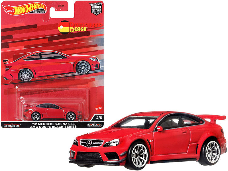 2012 Mercedes Benz C63 AMG Coupe Black Series Red "Deutschland Design" Series Diecast Model Car by Hot Wheels by Hotwheels