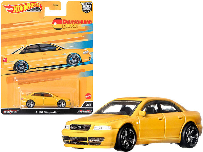 Audi S4 Quattro with Sunroof Yellow "Deutschland Design" Series Diecast Model Car by Hot Wheels by Hotwheels