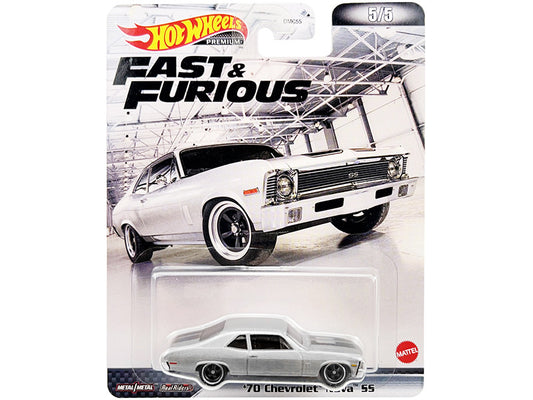 1970 Chevrolet Nova SS Silver Metallic with Black Stripes "Fast & Furious" Series Diecast Model Car by Hot Wheels by Hotwheels