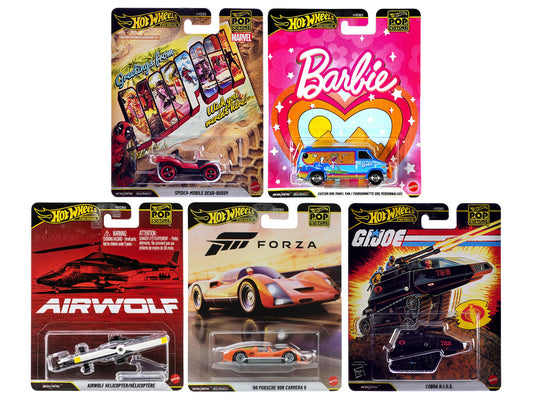 "Pop Culture 2025" 5 piece Set Q "Premium Series" Diecast Model Cars by Hot Wheels by Hotwheels