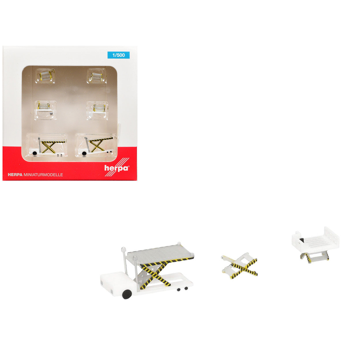 Container Loader 2 Vehicle Set White 1/500 Diecast Model by Herpa by GeminiJets