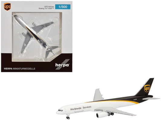 Boeing 757-200F Commercial Aircraft "UPS Worldwide Service" (N475UP) White with Brown Tail 1/500 Diecast Model Airplane by Herpa by Herpa