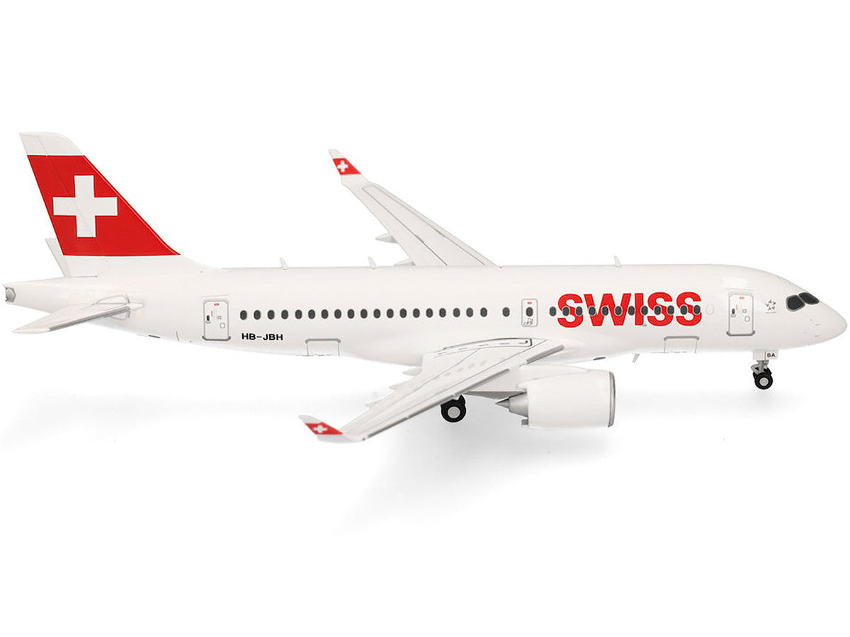 Airbus A220-100 Commercial Aircraft "Swiss International Air Lines" (HB-JBH) White with Red Tail 1/200 Diecast Model Airplane by Herpa by Herpa