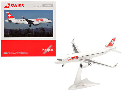 Airbus A220-100 Commercial Aircraft "Swiss International Air Lines" (HB-JBH) White with Red Tail 1/200 Diecast Model Airplane by Herpa by Herpa