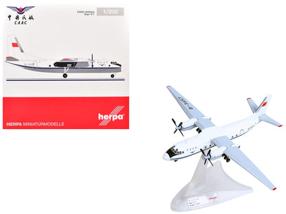 Xian Y-7 Commercial Aircraft "CAAC Airlines" (B-3457) White with Blue Stripes 1/200 Diecast Model by Herpa by Herpa
