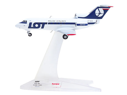 Yakovlev Yak-40 Commercial Aircraft "LOT Polish Airlines" (SP-GEA) White with Blue Stripes and Tail 1/200 Diecast Model by Herpa by Herpa