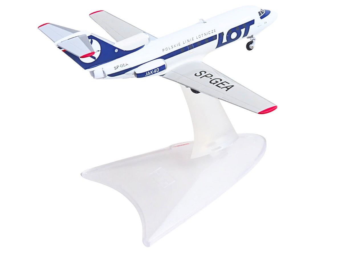 Yakovlev Yak-40 Commercial Aircraft "LOT Polish Airlines" (SP-GEA) White with Blue Stripes and Tail 1/200 Diecast Model by Herpa by Herpa