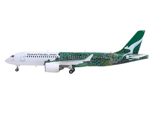 Airbus A220-300 Commercial Aircraft "QantasLink Flying Art Series - Minyma Kutjara Tjukurpa" (VH-X4A) White with Green Graphics 1/200 Diecast Model by Herpa by Herpa