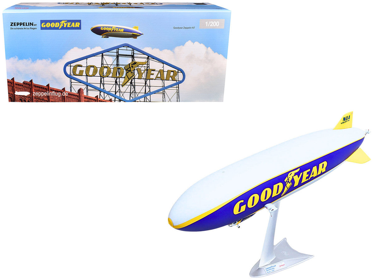 Zeppelin NT Aircraft "Goodyear Blimp - Wingfoot One" (N1A) Gray and Blue with Yellow Stripes 1/200 Diecast Model by Herpa by Herpa