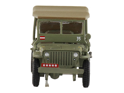 U.S. 1/4 ton Military Vehicle Olive Drab "Gen. Douglas MacArthur Leyte WWII" (1945) United States Army "Ground Power Series" 1/72 Diecast Model by Hobby Master by Hobby Master