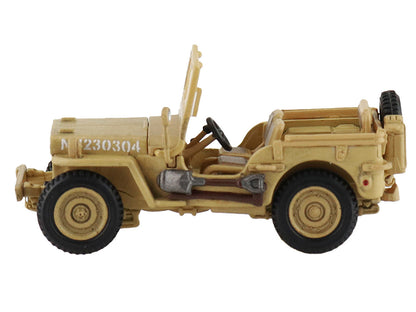 U.S. 1/4 ton Military Vehicle Desert Sand "British 8th Army Gen. Bernard Montgomery Sicily" (1943) Royal Army "Ground Power Series" 1/72 Diecast Model by Hobby Master by Hobby Master