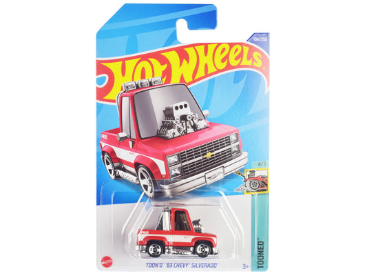 1983 Chevrolet Silverado "Toon'd" Pickup Truck Red and White "Tooned" Series Diecast Model Car by Hot Wheels by Hotwheels