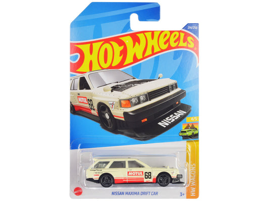 Nissan Maxima Wagon Drift Car #68 "Motul" Cream with Red Stripes "HW Wagons" Series Diecast Model Car by Hot Wheels by Hotwheels
