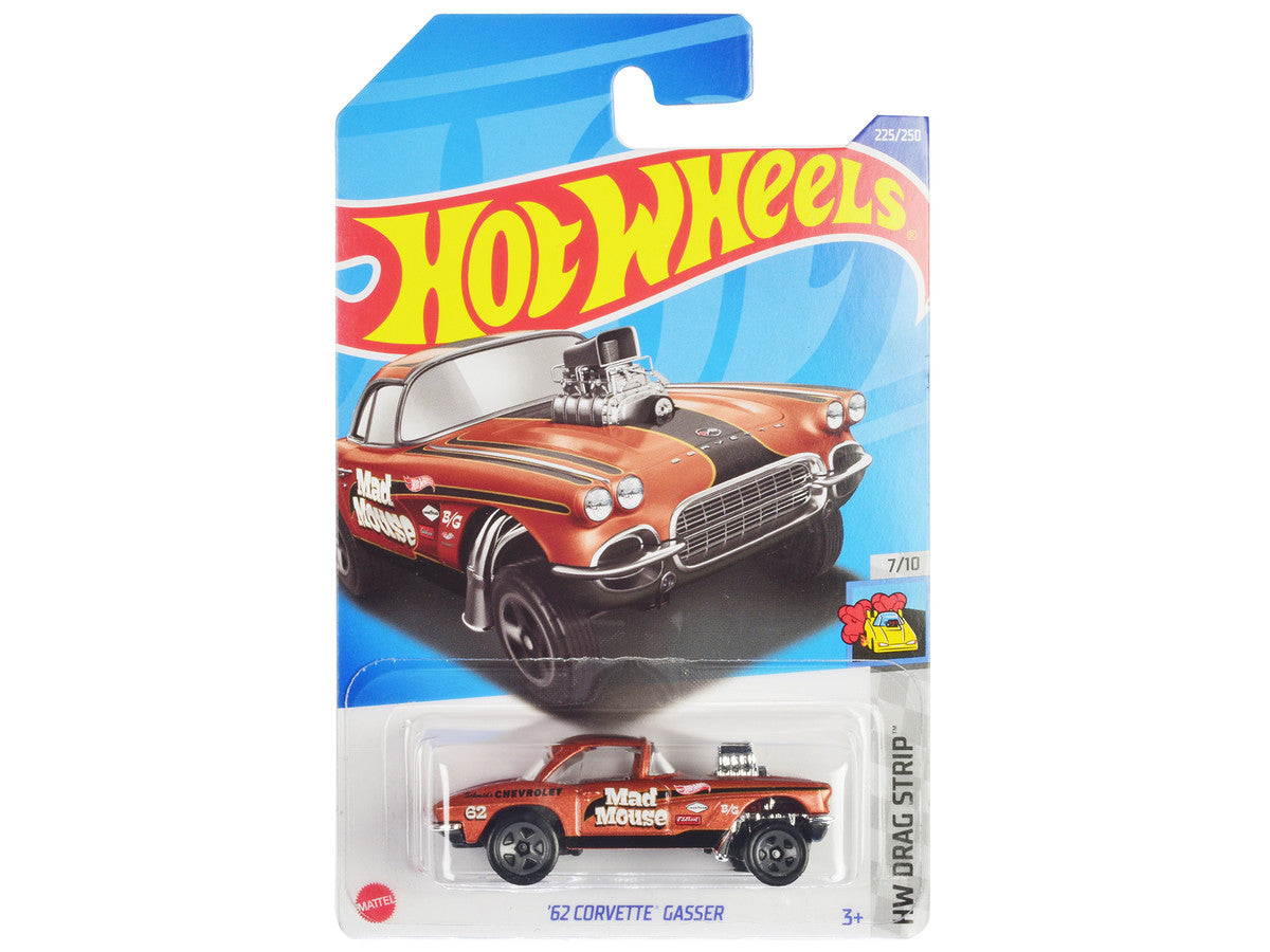 1962 Chevrolet Corvette Gasser "Mad Mouse" Copper Metallic with Black Stripes "HW Drag Strip" Series Diecast Model Car by Hot Wheels by Hotwheels