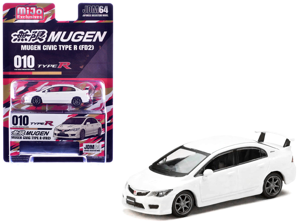 Honda Mugen Civic Type R (FD2) RHD (Right Hand Drive) Championship White "JDM64" Series 1/64 Diecast Model Car by Hobby Japan by Hobby Japan