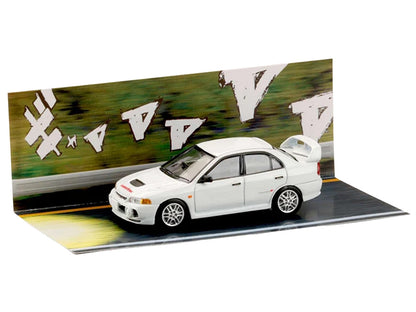 Mitsubishi Lancer RS Evolution IV RHD (Right Hand Drive) "MonStar" White "Initial D" (1995-2013) Manga "Diorama Set Series" 1/64 Diecast Model car by Hobby Japan by Hobby Japan