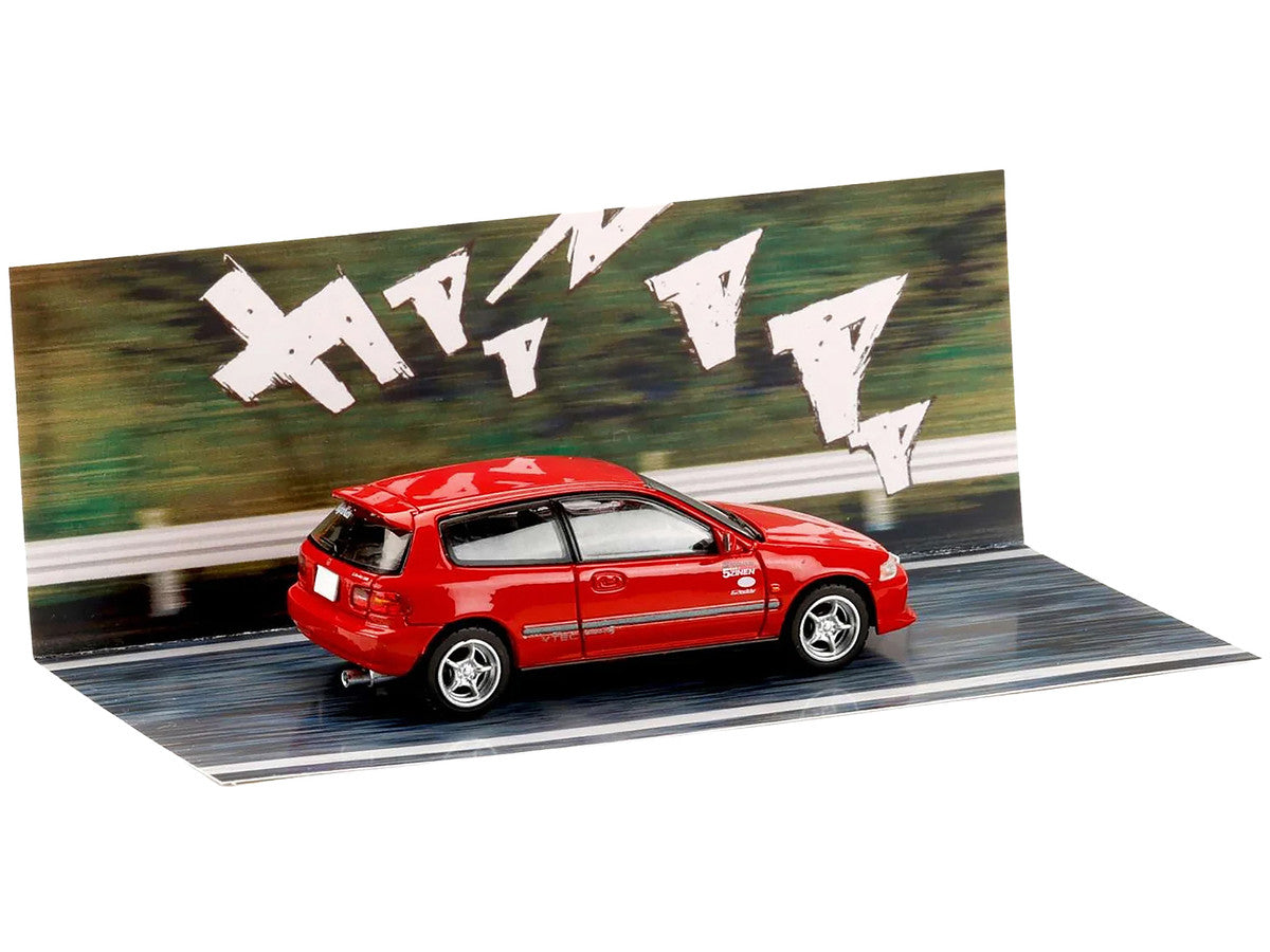 Honda Civic (EG6) RHD (Right Hand Drive) "Myogi Night Kids" Red "Initial D" (1995-2013) Manga "Diorama Set Series" 1/64 Diecast Model car by Hobby Japan by Hobby Japan