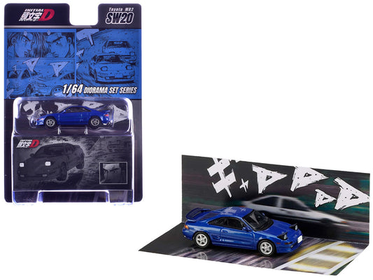 Toyota MR2 (SW20) RHD (Right Hand Drive) Blue Metallic "Kai Kogashiwa VS Takumi Fujiwara - Initial D" (1995-2013) Manga "Diorama Set Series" 1/64 Diecast Model Car by Hobby Japan by Hobby Japan