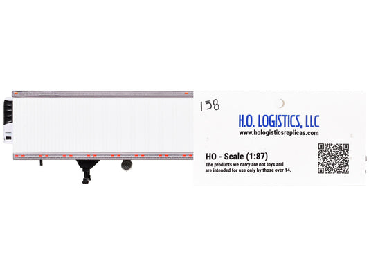 Box Trailer with Reefer White 1/87 (HO) Scale Plastic Model by HO Logistics by HO Logistics Replicas