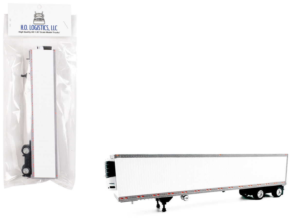 53' Spread Axle Refrigerated Trailer White 1/87 (HO) Plastic Model Car by HO Logistics by HO Logistics Replicas