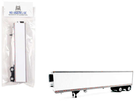 53' Spread Axle Refrigerated Trailer White 1/87 (HO) Plastic Model Car by HO Logistics by HO Logistics Replicas