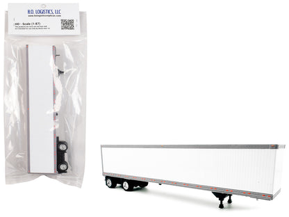 53' Spread Axle Dry Van Trailer White 1/87 (HO) Plastic Model Car by HO Logistics by HO Logistics Replicas