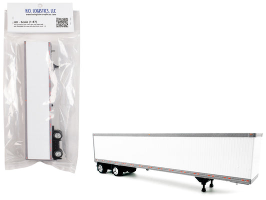 53' Spread Axle Dry Van Trailer White 1/87 (HO) Plastic Model Car by HO Logistics by HO Logistics Replicas