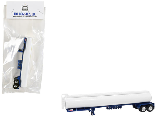 Tanker Trailer White and Blue 1/87 (HO) Scale Plastic Model by HO Logistics by HO Logistics Replicas