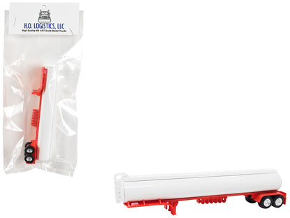 Tanker Trailer White and Red 1/87 (HO) Scale Plastic Model by HO Logistics by HO Logistics Replicas