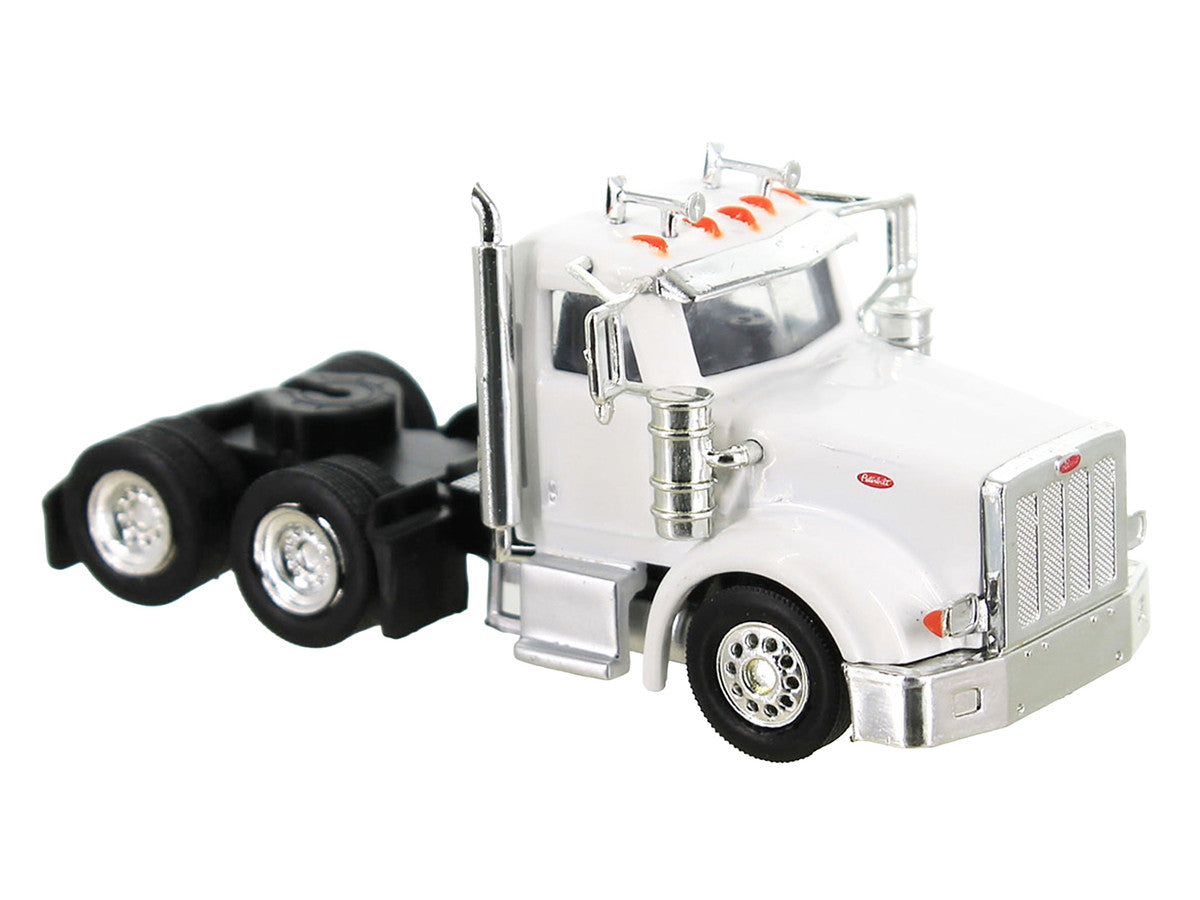 Peterbilt 367 Truck Tractor with Day Cab White and Articulated Tank Trailer "Cemex" White with Blue Stripes Combo Set 1/87 (HO) Plastic Model Car by HO Logistics by HO Logistics Replicas