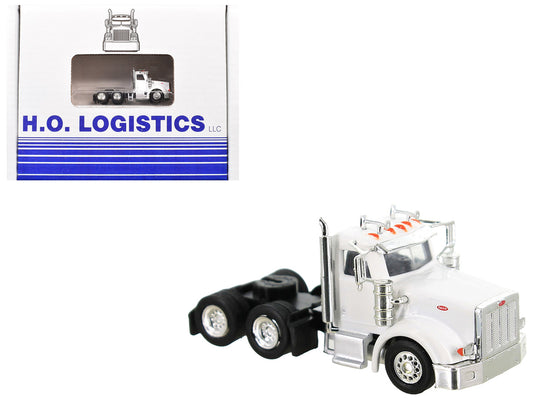 Peterbilt 367 Truck Tractor with Day Cab White and Articulated Tank Trailer "Cemex" White with Blue Stripes Combo Set 1/87 (HO) Plastic Model Car by HO Logistics by HO Logistics Replicas