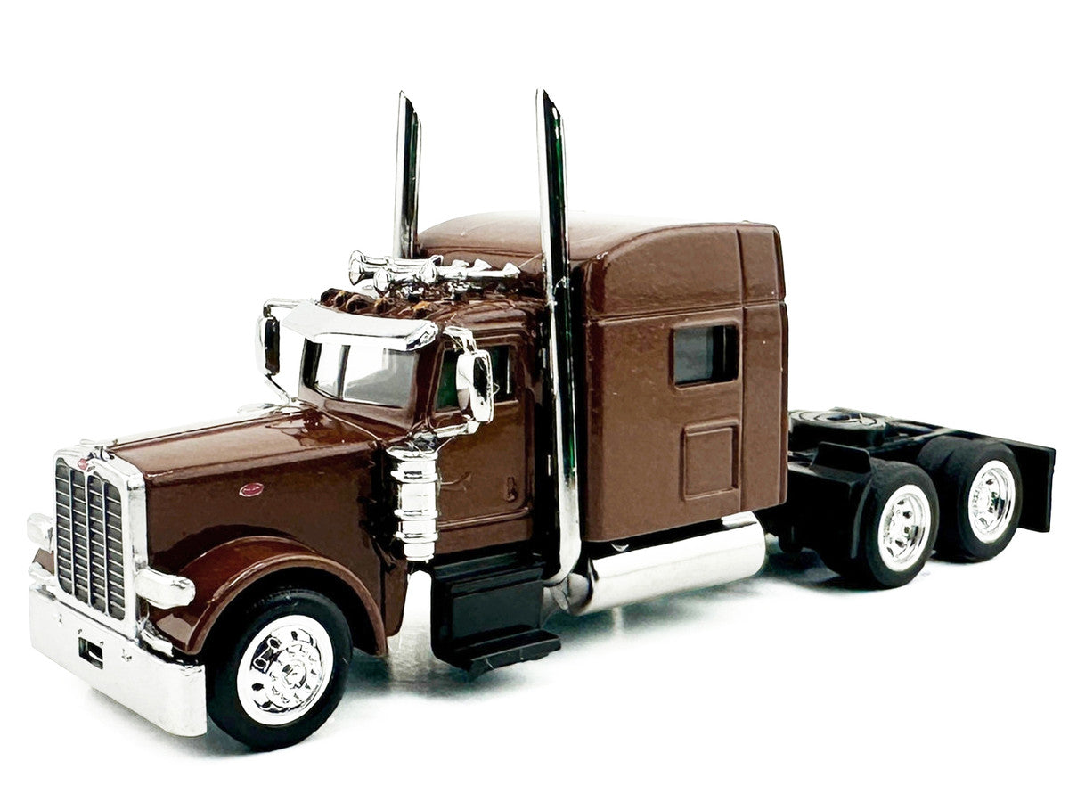 Peterbilt 389 Truck Tractor with Sleeper Cab Brown Metallic 1/87 (HO) Scale Plastic Model Car by HO Logistics by HO Logistics Replicas