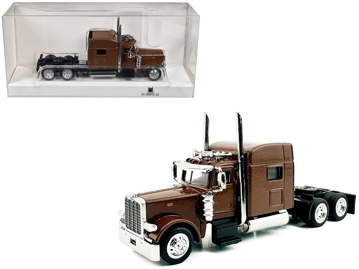 Peterbilt 389 Truck Tractor with Sleeper Cab Brown Metallic 1/87 (HO) Scale Plastic Model Car by HO Logistics by HO Logistics Replicas