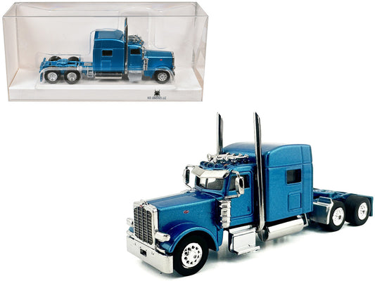 Peterbilt 389 Truck Tractor with Sleeper Cab Blue Metallic 1/87 (HO) Scale Plastic Model Car by HO Logistics by HO Logistics Replicas