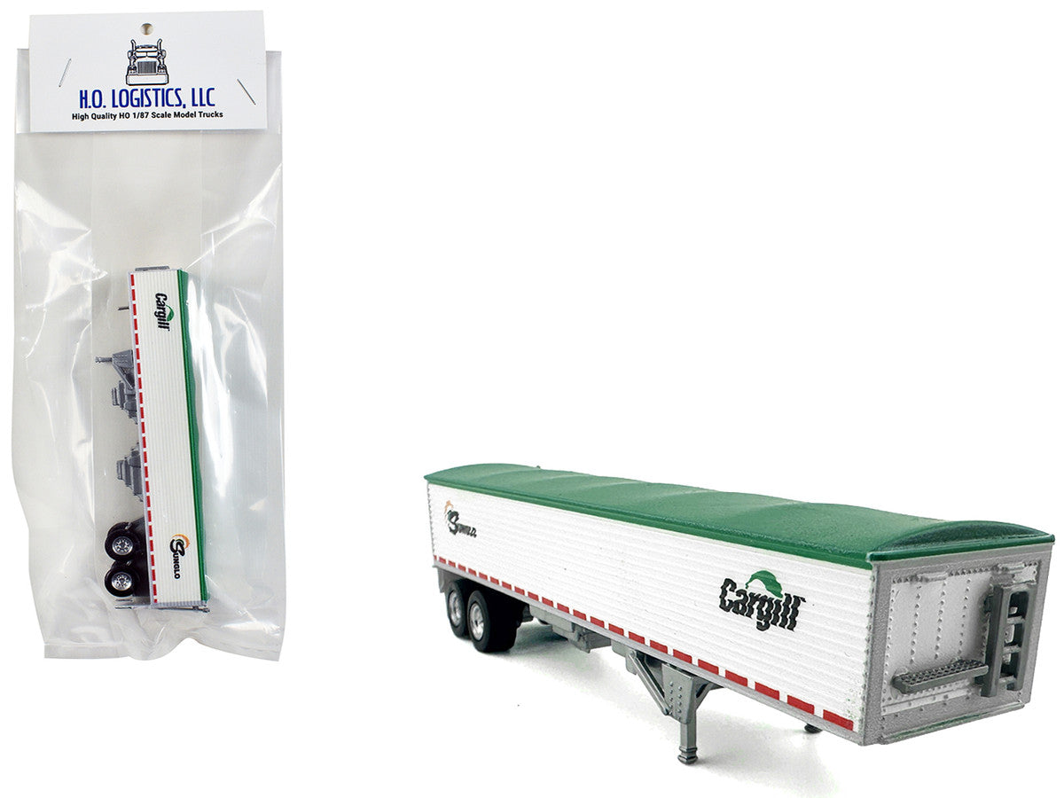Covered Grain Trailer White with Green Tarp "SunGlo - Cargill" 1/87 (HO) Plastic Model Car by HO Logistics by HO Logistics Replicas