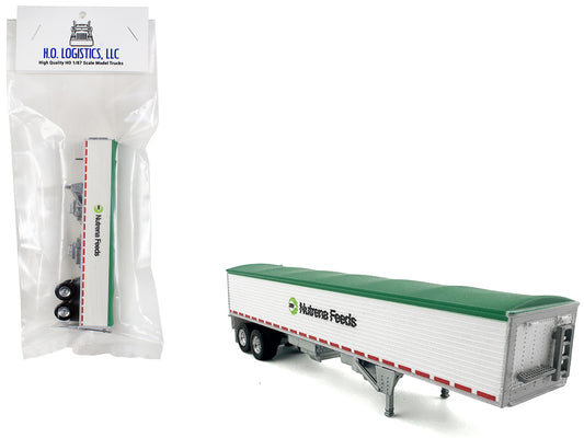 Covered Grain Trailer White with Green Tarp "Nutrena Feeds" 1/87 (HO) Plastic Model Car by HO Logistics by HO Logistics Replicas