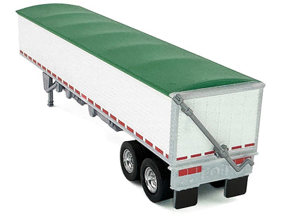 Covered Grain Trailer White with Green Tarp 1/87 (HO) Plastic Model Car by HO Logistics by HO Logistics Replicas
