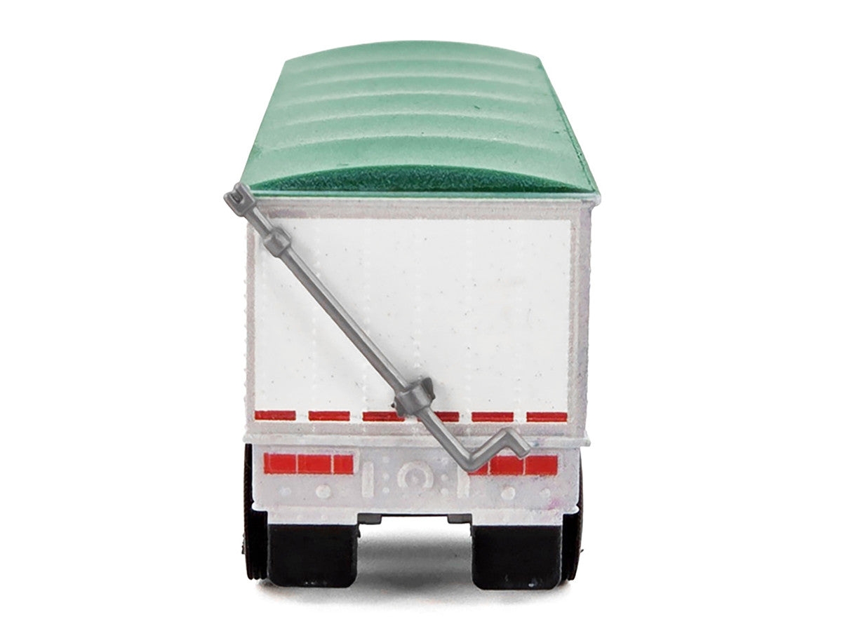 Covered Grain Trailer White with Green Tarp 1/87 (HO) Plastic Model Car by HO Logistics by HO Logistics Replicas
