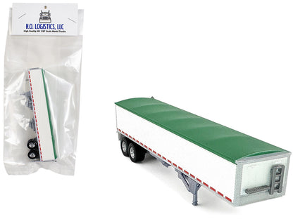 Covered Grain Trailer White with Green Tarp 1/87 (HO) Plastic Model Car by HO Logistics by HO Logistics Replicas