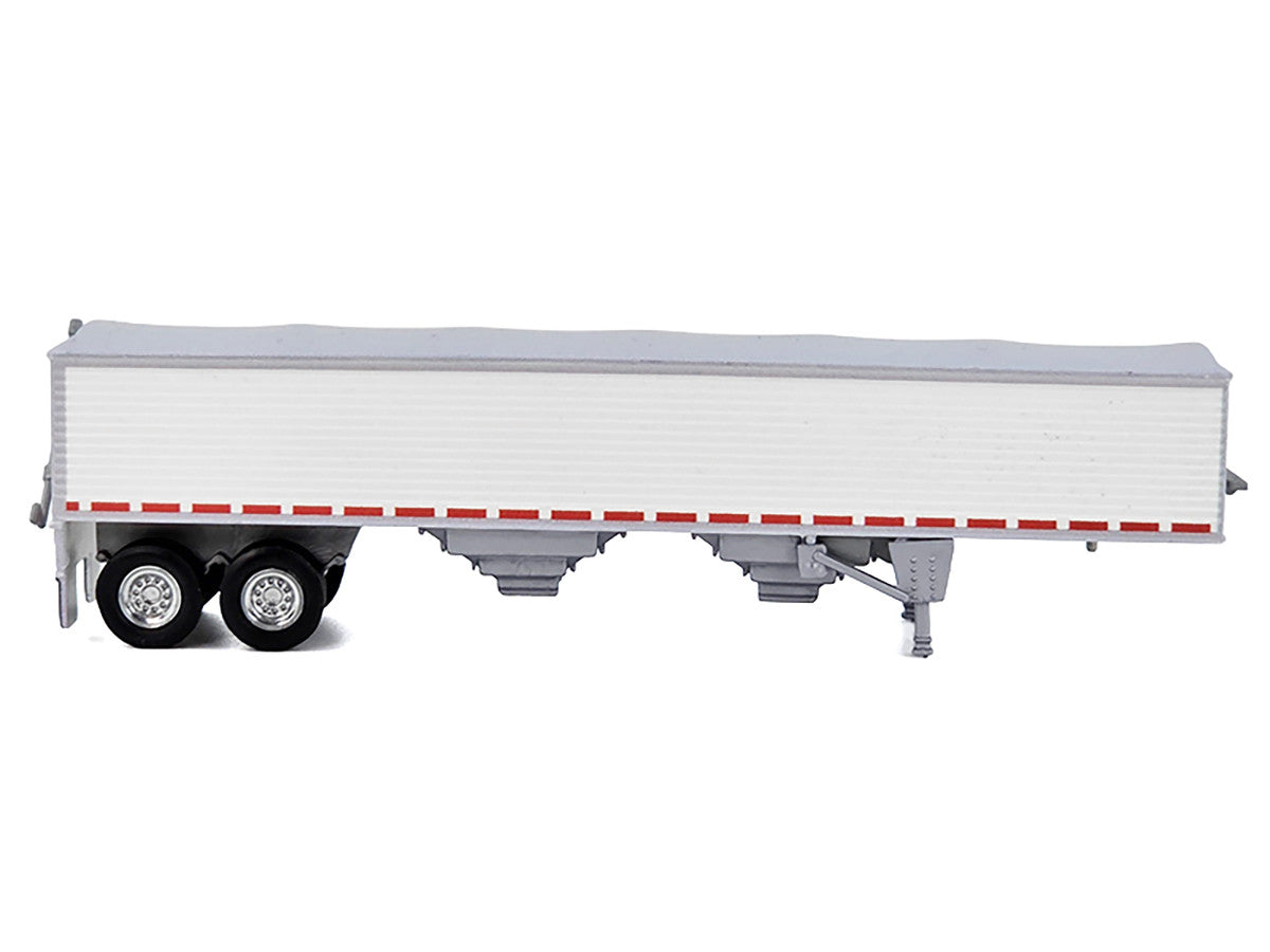 Covered Grain Trailer White with Silver Tarp 1/87 (HO) Plastic Model Car by HO Logistics by HO Logistics Replicas