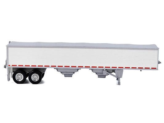 Covered Grain Trailer White with Silver Tarp 1/87 (HO) Plastic Model Car by HO Logistics by HO Logistics Replicas