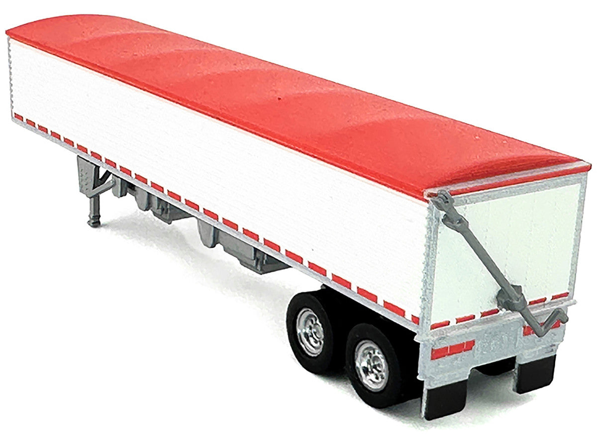 Covered Grain Trailer White with Red Tarp 1/87 (HO) Plastic Model Car by HO Logistics by HO Logistics Replicas