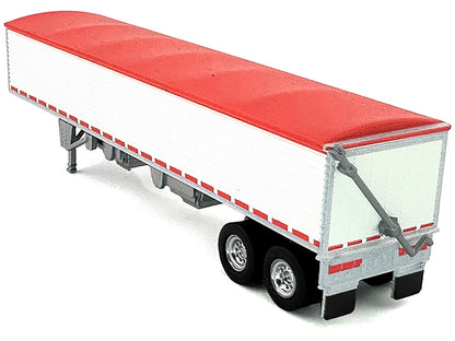 Covered Grain Trailer White with Red Tarp 1/87 (HO) Plastic Model Car by HO Logistics by HO Logistics Replicas
