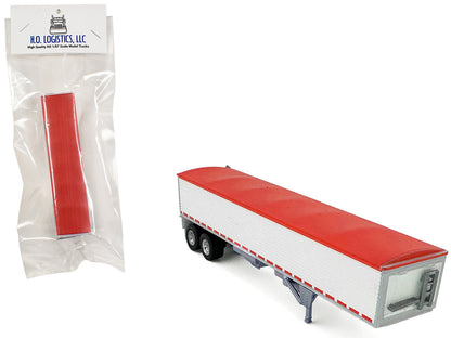 Covered Grain Trailer White with Red Tarp 1/87 (HO) Plastic Model Car by HO Logistics by HO Logistics Replicas